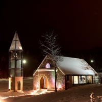 lovely modern church at night