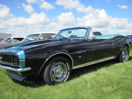 1967 Chevrolet Camaro SS - tires, Black, blue, photography, Chevrolet, stripes