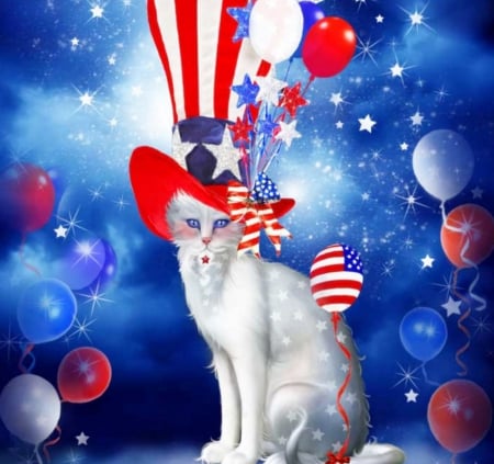 ✫Cat in Patriotic Hat✫