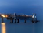 boat dock from a pier on a misty evening