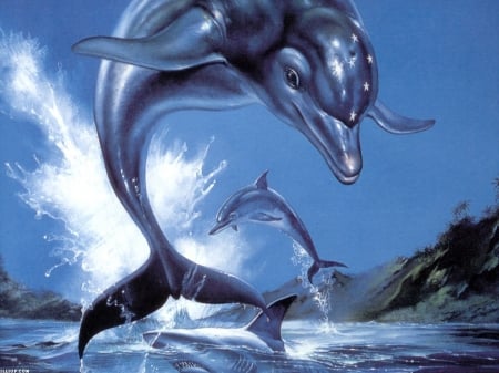 Dolphins Fantasy - FANTASY, ART, DIGITAL, BEAUTY, ABSTRACT