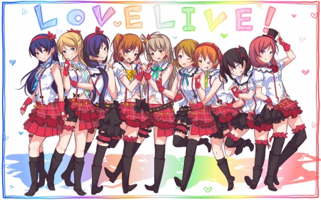 Love Live! - pretty, anime, female, team, long hair, short hair, group, superstar, nice, idol, anime girl, beautiful, hot, singer, girl, beauty, lovely, sweet, diva, cute, sexy