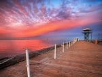 pier on the bay under beautiful sunset