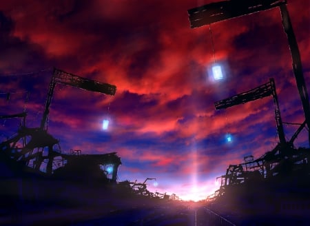 Sky - sky, landscape, computer grafic, anime, night, scenery, cg, manga