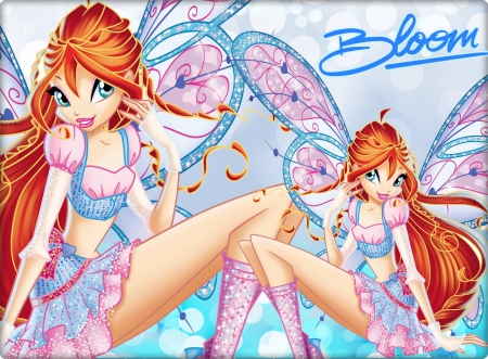 Bloom - female, hot, bloom, wings, anime girl, orange hair, anime, cute, sexy, winclun, girl, cartoon, long hair, gown, winx club, wing, fairy, winx, dress