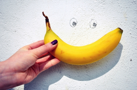 banana's smile - smile, banana, figure, hand