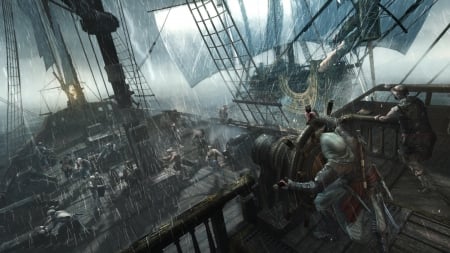 Assassin's Creed III - male, vid game, swords, ship, assassin