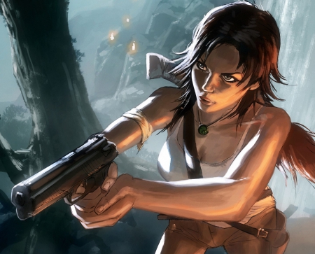 Tomb Raider - gun, beauty, raider, female, tomb