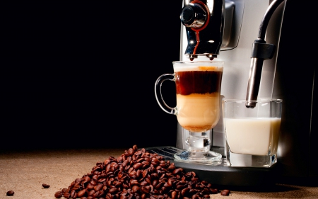 ESPRESSO & MACHINE - coffee, cappuccino, milk, steam, machine, espresso, cup, mech, brown, cchocolate, tech