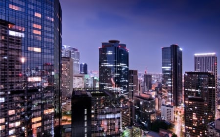 Tokyo - skyscraper, japan, tokyo, city, night