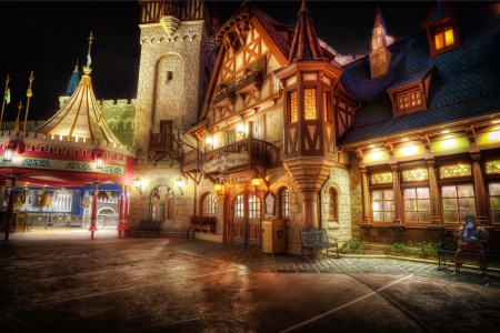 Disneyland - hdr, buildings, Anaheim, california