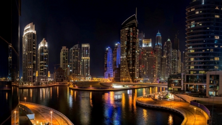 abu dhabi cityscape at night