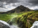 fabulous mountain waterfall in iceland