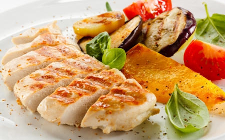 Grilled Food - food, grilled, plate, chicken