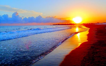 SUMMER SUNSET - beach, sun, summer, sand, sea