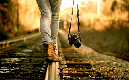 WALKING on TRACK - Girl, track, CAMERA, walking