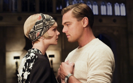 The Great Gatsby (2013) - actress, blonde, love, actor, carey mulligan, romance, girl, the great gatsby, white, leonardo dicaprio, movie, couple, woman, man