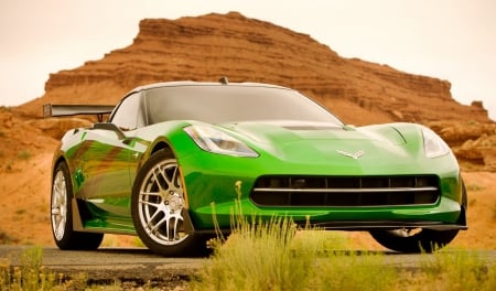 C7 Corvette Stingray - bowtie, vette, gm, green