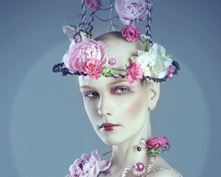 Artistic woman - face, style, artistic, flowers, woman