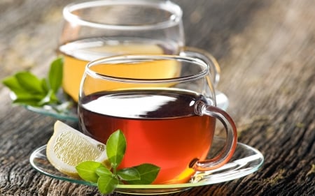 Tea - lemon, cups, green tea, black tea, tea, cup