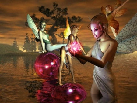 World of Fairies - fairies, beauty, art, abstract