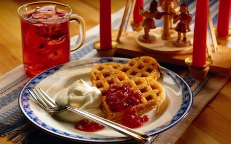 Waffle - cream, drink, waffle, biscuit