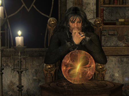 The Fortuneteller - magic, ball, seer, candle, room, crystal, future