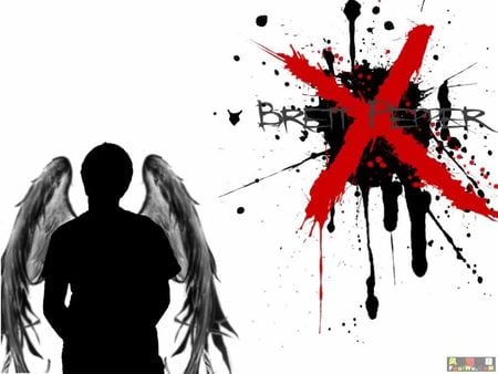 Xed out - winged, paint splatter, wings, silhouette, angel, red x