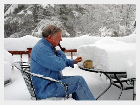 2 feet of snow - maine, morning coffee, cold, snow