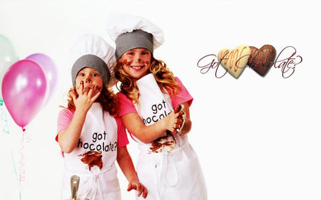 Got Chocolate? - white, fun, balloons, chefs, children, simple, sweet, chocolate