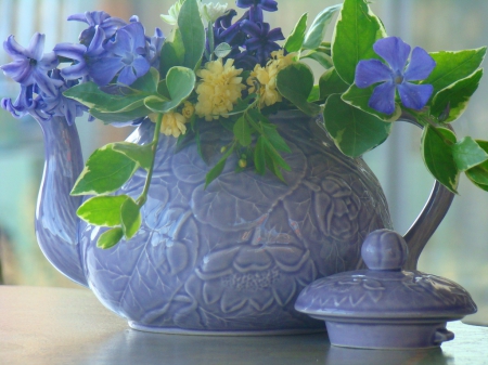 still life - flowers, lovely, still life, teapot