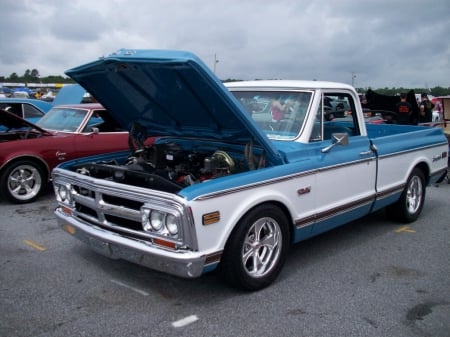 GMC Truck - white, custom wheels, blue, gm