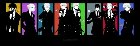 Black suit - male, uk aph, germany aph, hetalia axis powers, hetalia, prussia aph, italy aph, france aph, north italy aph, aph, boys, anime, south italy aph, japan aph, manga, spain aph