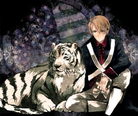 America - male, usa aph, hetalia axis powers, hetalia, ahoge, america aph, boy, animal, anime, tiger, manga, guy