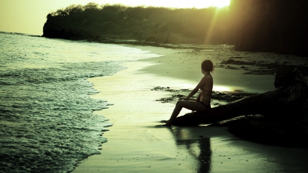 Sunset by the Beach - nature, beaches, people, other