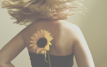 Flower Girl - flower, girl, sun