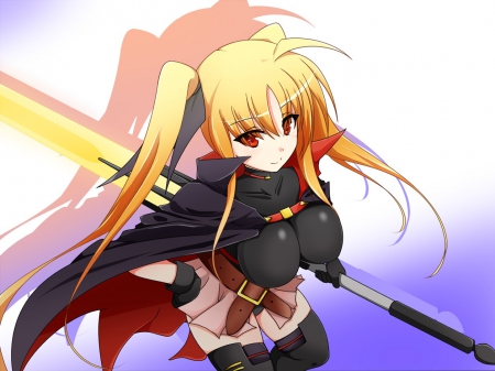 Fate Testarossa - beauty, mahou girl, fate testarossa, wall, anime, classic, msl, new