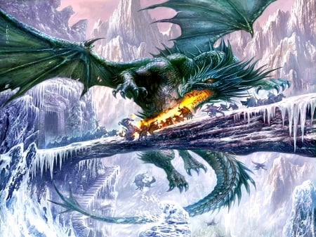 Dragon Attack - attack, drago, dragon, fire