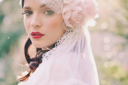 Beauty - veil, bride, beautiful, photography, girl, beauty, lace, flowers, woman, face, softness