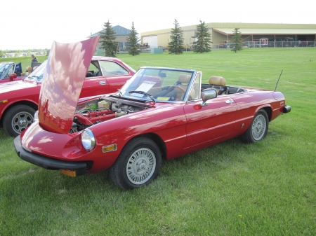 1981 Alfa Romeo convertible - headlights, photography, red, tires, alfa romeo