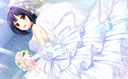 Karakouji Orie - cg, flower, pretty, game, love, bride, girl, dress