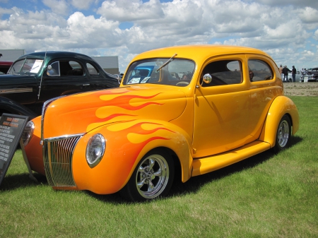 1939 Ford Sedan cruiser - Ford, tires, yellow, headlights, photography