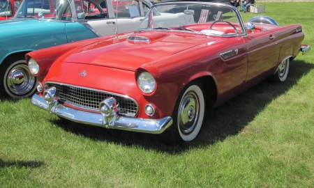 1955 Thunderbird - headlights, photography, red, tires, ford