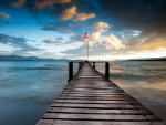 pier on a beautiful swiss lake