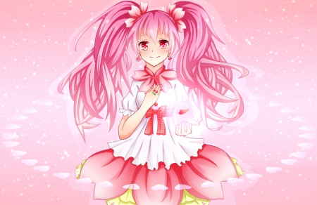 Sakura Miku - miku, flower, vocaloids, ribbon, sakura miku, pink eyes, d, pink, twin tails, vocaloid, love, anime, twintail, lovely, female, gown, hatsune, cute, blossom, hot, girl, anime girl, heart, floral, pretty, sweet, sakura, twintails, dress, twin tail, long hair, nice, smile, sexy, hatsune miku