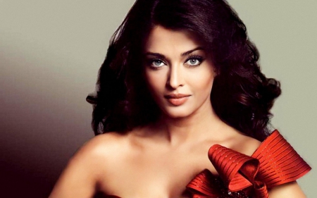 Aishwarya Rai - red, bow, aishwarya rai, beauty, actress, girl, woman, redhead