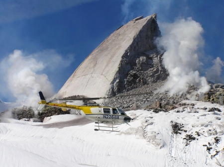 Top of Mt. St. Helens, Washington - helicopter, nature, mountain, vent, snow