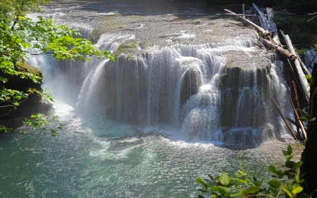 Upper Lewis Waterfall - nature, mountain, trees, waterfall