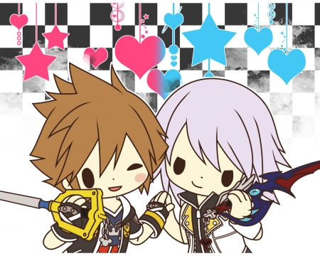 Chibi Sora & Riku - Sora, Kingdom Hearts, Keyblade, Riku, Chibi