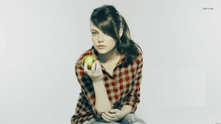 emma stone - shirt, apple, cute, model